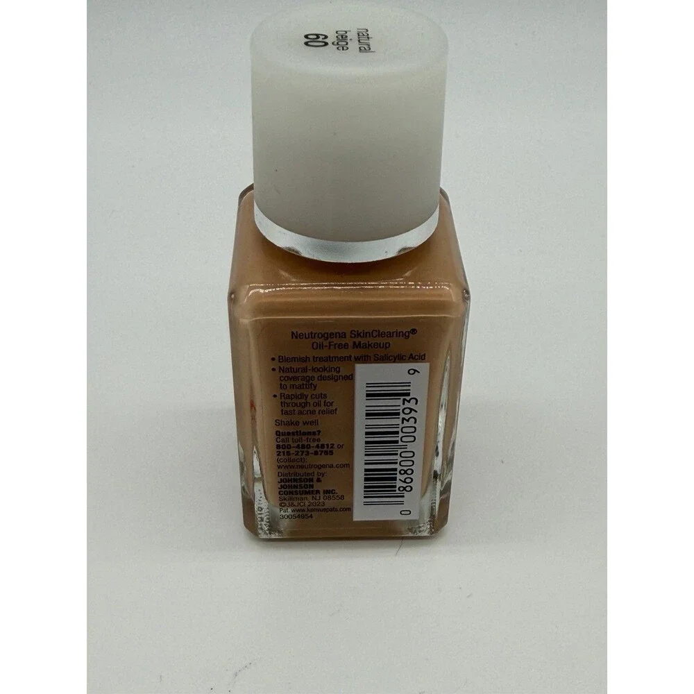 Neutrogena SkinClearing Oil-Free Makeup Natural Beige 60 1oz Acne Treatment